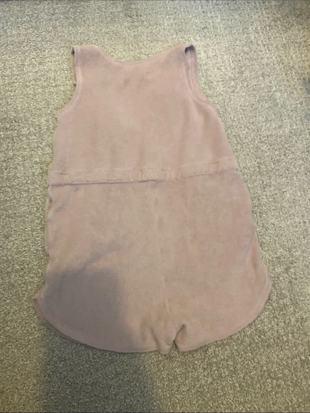 PEHR Classic Terry Drawstring Romper - Sand & Mauve (2)